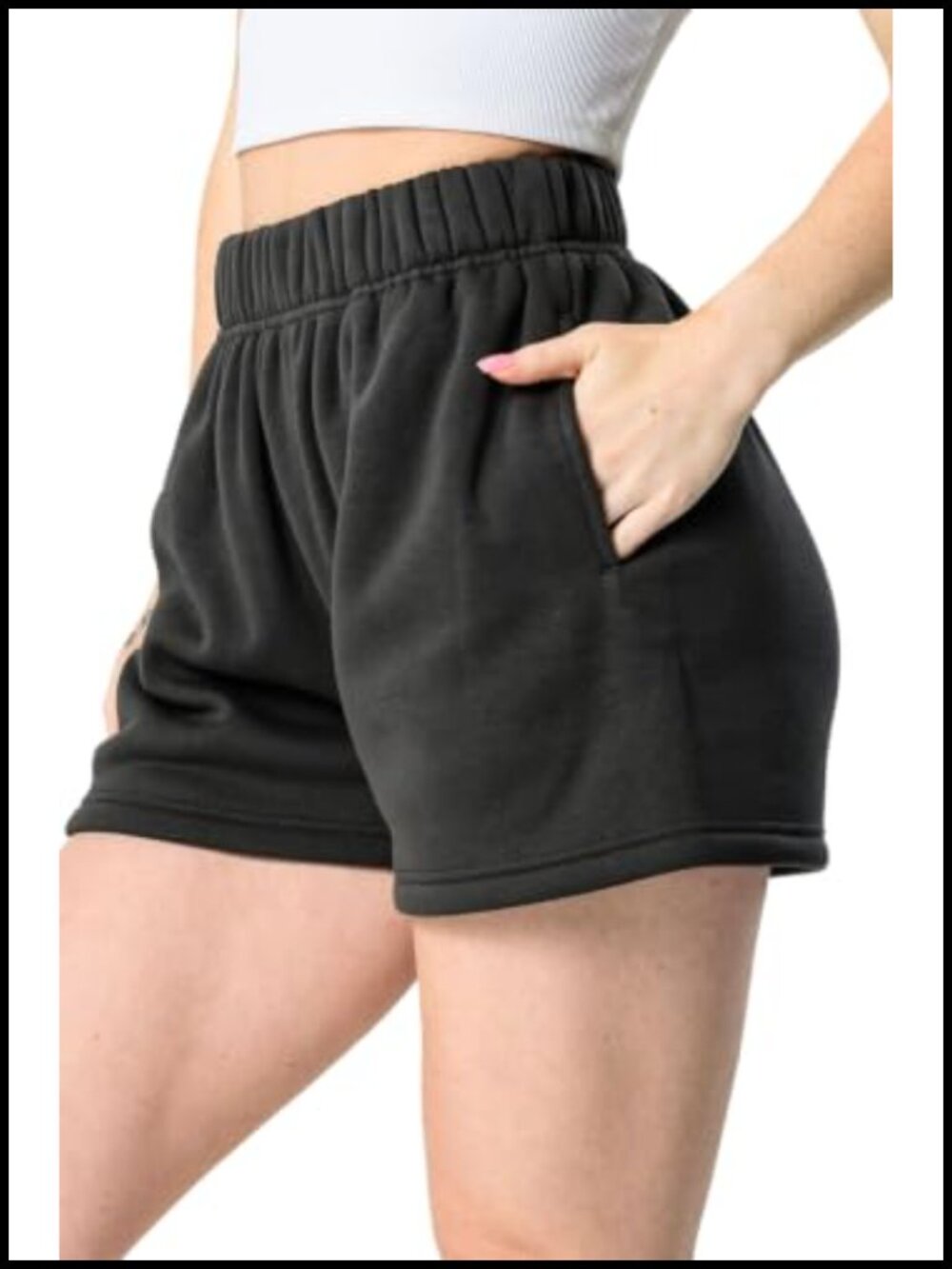 CozyTec Cotton Blend High Rise Sweat Shorts with Pockets for Women
